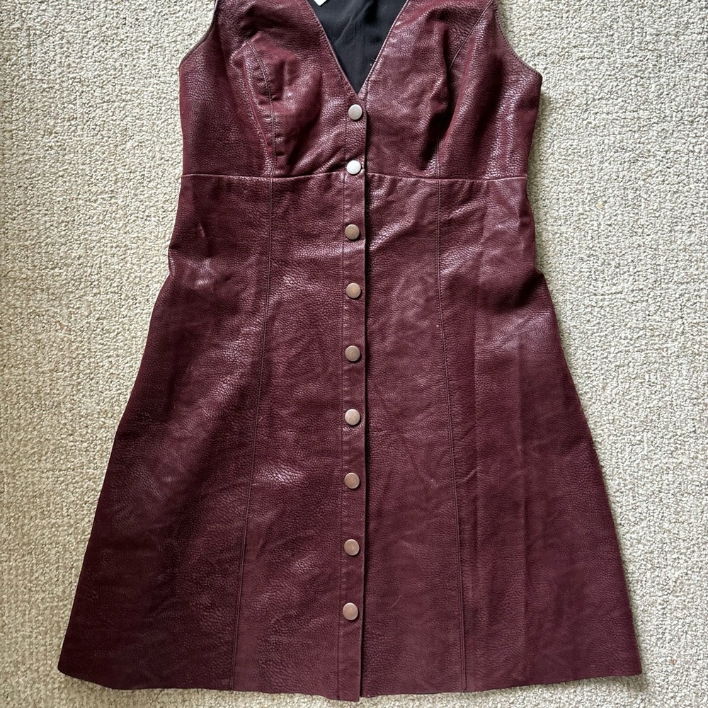 Burgundy leather dress